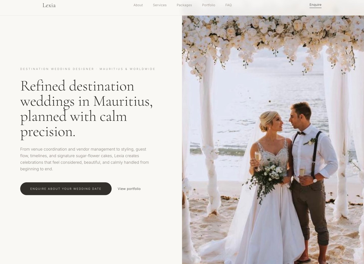 The Lexia destination wedding planner concept site.